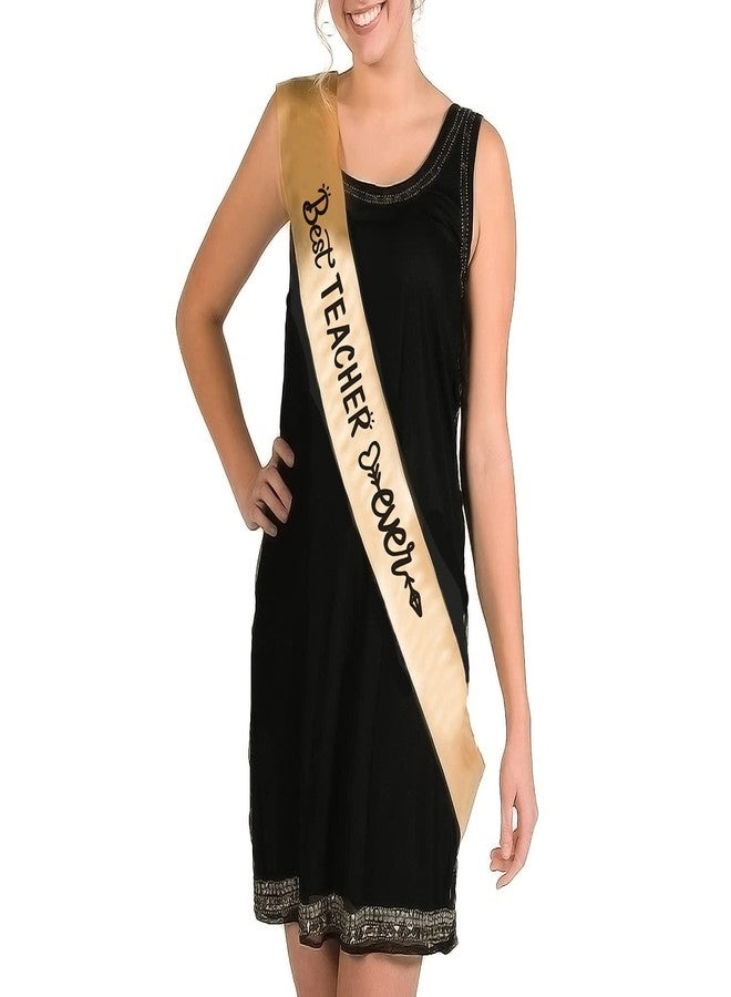 Hubops وشاح "أفضل معلم على الإطلاق" من هوبوبس للرجال والنساء. مثالي لحفلات العمل، والمناسبات، ولوازم الحفلات، والهدايا، والتوزيعات، ويوم المعلم السعيد، والزينة. (ذهبي) - Image 1